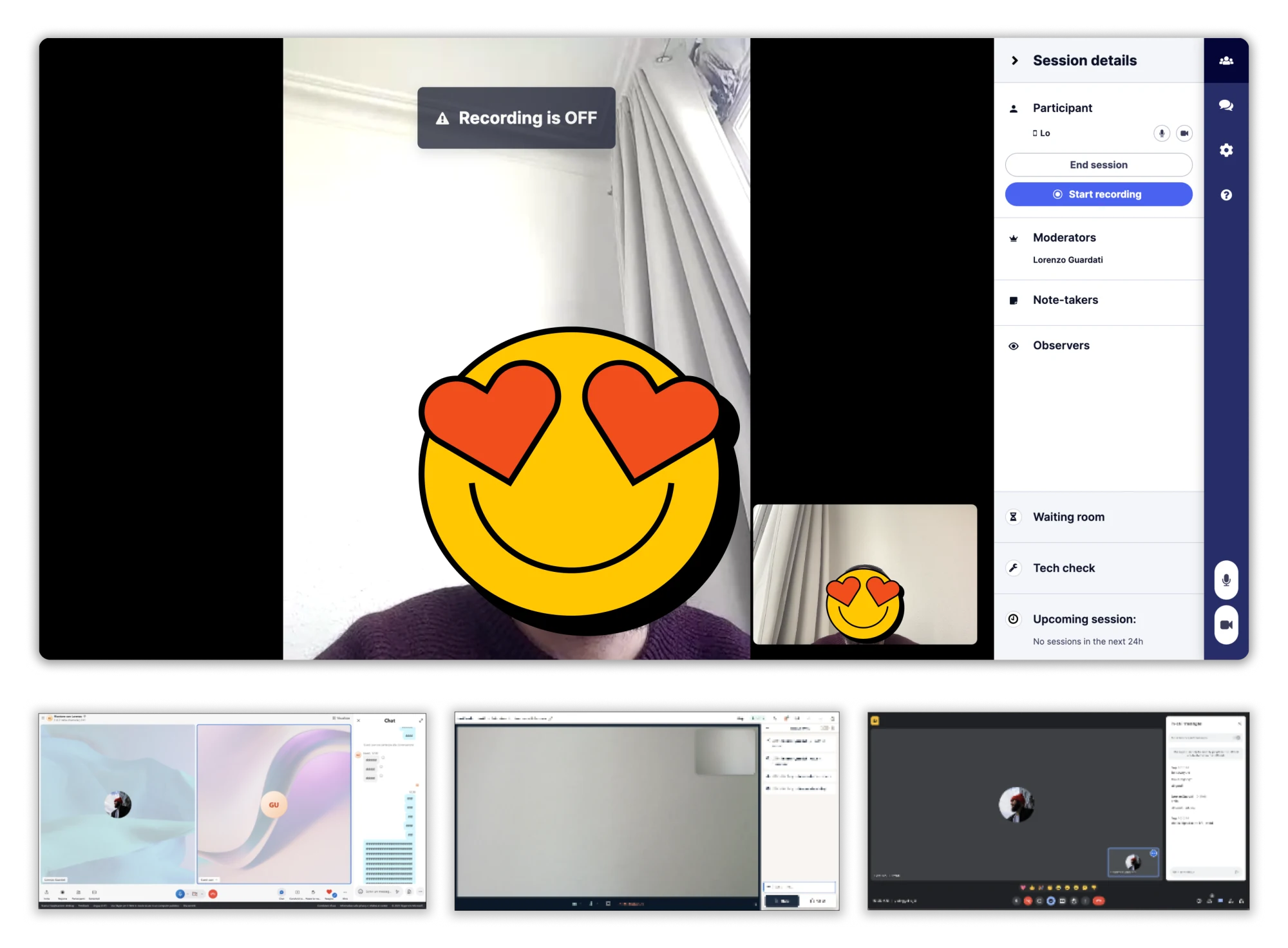 Competitor screens across video-call platforms