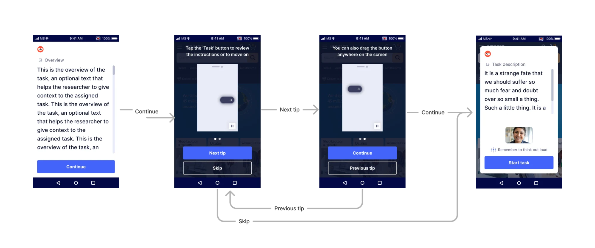 Onboarding and start flow