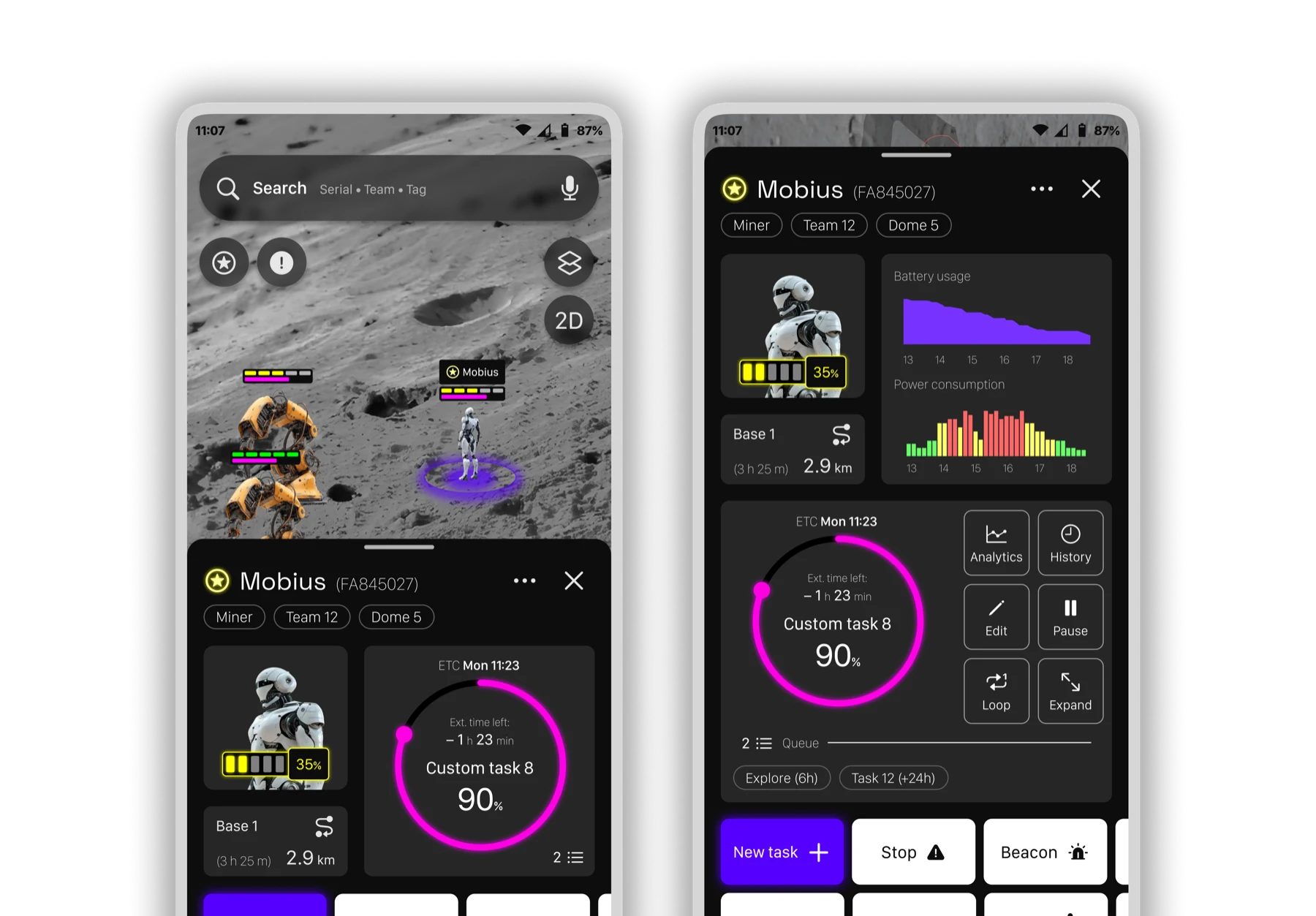 Hexabot app screens
